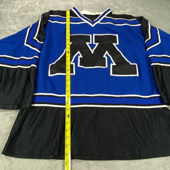 Vtg Minnetonka Skippers Hockey Jersey #17 Men's XL Blue Performance V Neck - Picture 2 of 12